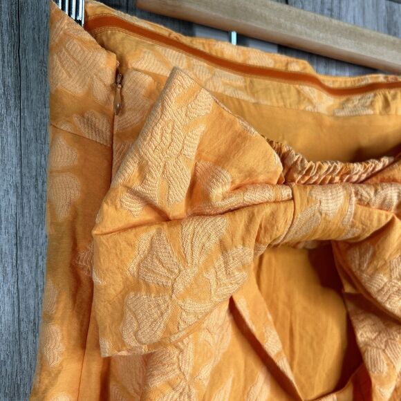 Anthropologie Dress Sz 0 Large Bow Open Back Sleeveless Textured Orange - Picture 7 of 12